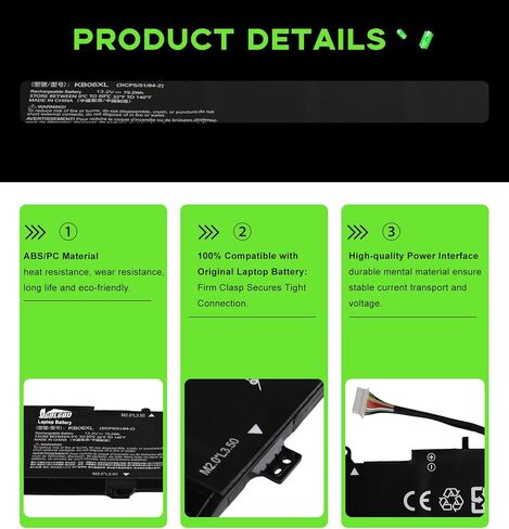KB06XL Battery Replacement for HP Spectre x360 15-BL Series, 7359mAh 6-Cell Rechargeable Li-ion Battery, Compatible with HSTNN-DB7R in Saudi Arabia