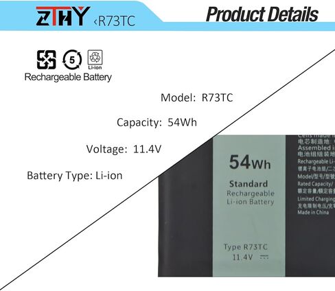 54Wh R73TC DR02P Battery Replacement for Dell Latitude 3340 3440 3450 3540 3550 5340 5350 5440 5450 5540 5550 7455 Latitude 5340 5350 2-in-1 Precision 3480 3580 3490 3590 ins 14 Plus 7441 GTG7N 3-Cell in Saudi Arabia
