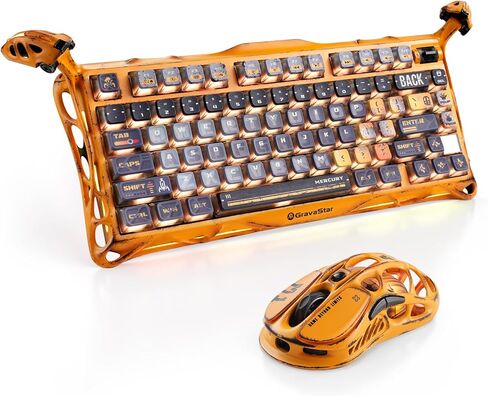 لوحة مفاتيح GravaStar Mercury K1 Pro وماوس M1 Pro - أصفر اللون in Kuwait