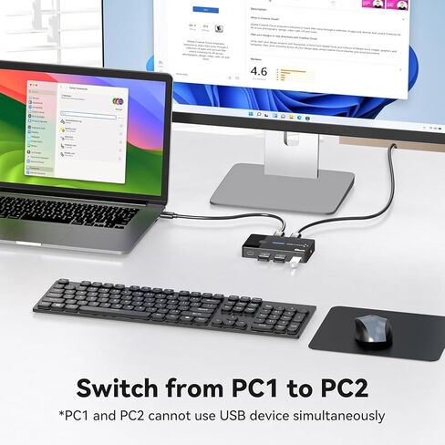 USB 3.0 Switch 2 جهاز كمبيوتر لوحة مفاتيح ماوس محول USB A Hub محدد لجهازين كمبيوتر أو كمبيوتر محمول مشاركة 3 منافذ USB A ومنفذ USB C مع وحدة تحكم ممتدة in Kuwait