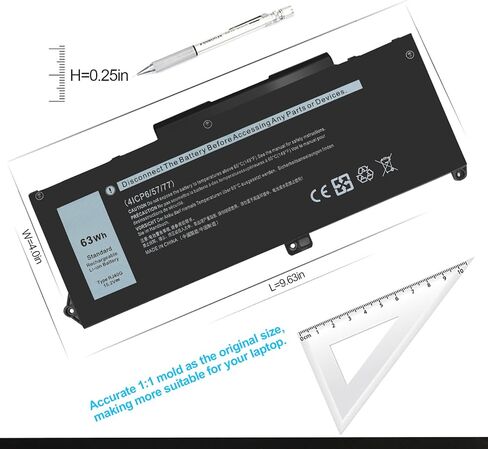 63WH RJ40G Laptop Battery Compatible with Dell Latitude 14 5420 Latitude 15 5520 Precision 15 3560 Series 075X16 0WK3F1 01K2CF WY9DX 0M3KCN P137G P137G001 P104F P104F001 RJ4OG 15.2V Notebook. in Saudi Arabia