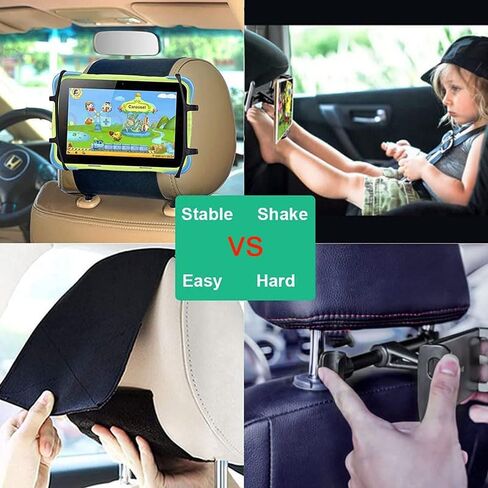 Universal Car Headrest Tablet Mount Holder, Black, Adjustable Stand for 7-13 Inch Devices, Back Seat Anti-Slip Support Compatible with iPad, Compatible with Samsung Galaxy，Kids Tablets and More in Saudi Arabia
