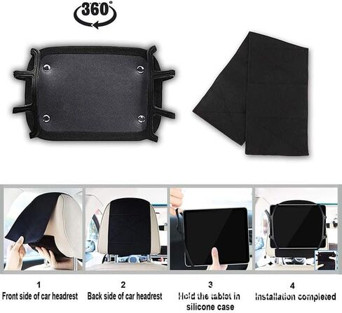 Universal Car Headrest Tablet Mount Holder, Black, Adjustable Stand for 7-13 Inch Devices, Back Seat Anti-Slip Support Compatible with iPad, Compatible with Samsung Galaxy，Kids Tablets and More in Saudi Arabia