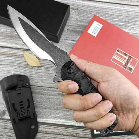 سكين بليد ثابت تانغ كامل 9.4 بوصة خارجي مع غمد كيديكس، شفرة فولاذية 8Cr13mov مقاس 3.77 بوصة، مقبض G10، سكين EDC متعدد الاستخدامات للتخييم والمشي لمسافات طويلة وصيد الأسماك والبقاء على قيد الحياة والهدية in Kuwait