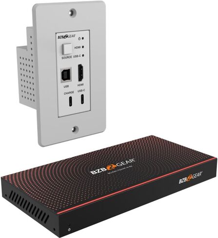 مجموعة جهاز إرسال واستقبال لوحة الحائط BZBGEAR 4K UHD 18 جيجابت في الثانية HDMI/USB-C/KVM حتى 230 قدمًا - BG-EXH-70UWP-W in Kuwait