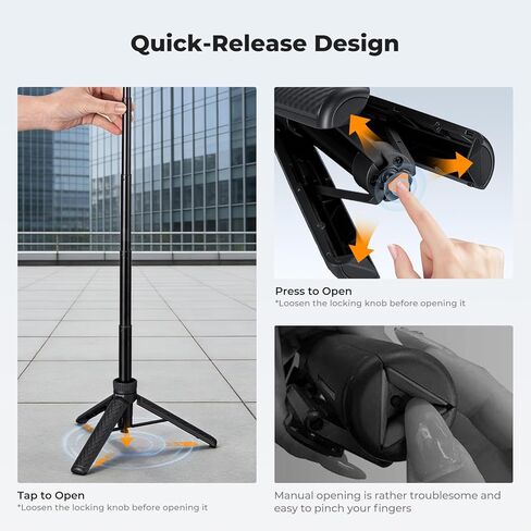 K&F CONCEPT MS71 [1s Auto Open] Mini Selfie Stick Tripod, 25.6''Lightweight Ball Head Pocket Tripod with Cold Shoe, Small Desk Tripod Compatible with DJI Osmo Pocket 4/3 Action5 GoPro13/12. in Kuwait