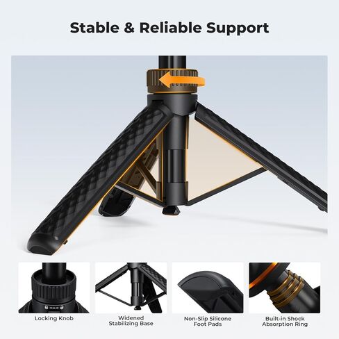 K&F CONCEPT MS71 [1s Auto Open] Mini Selfie Stick Tripod, 25.6''Lightweight Ball Head Pocket Tripod with Cold Shoe, Small Desk Tripod Compatible with DJI Osmo Pocket 4/3 Action5 GoPro13/12. in Kuwait