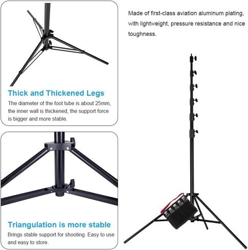 FOMITO Photography Light Stand 24ft/730cm, Air-Cushioned Heavy Duty Aluminum Photo Video Tripod Stand with 1/4" Screw for Drone Communication Base Station, Studio Light, Max Load 22.5kg, LM-7300HA in Saudi Arabia