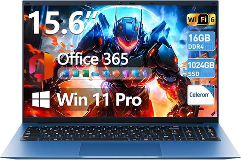 15.6 Inch Laptop Computer with Windows 11 Pro Laptops, 16GB RAM 1024GB SSD, Office 365, WiFi 6, Bluetooth 5.2, 180° Viewing, IPS FHD, 7000mAh, HDMI, Type-C, Cooling Fan(Gray) in Saudi Arabia