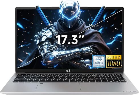 كمبيوتر محمول NIMO، شاشة 17.3 بوصة FHD IPS مضادة للتوهج، 6 نوى i3-1215U (حتى 4.4 جيجا هرتز، Beat R5 7520U) 8 جيجا رام 128 جيجا SSD للمكتب والطلاب، عرض 180 درجة، واي فاي 6، 65 وات نوع C، لوحة مفاتيح بإضاءة خلفية، بصمة الإصبع in Kuwait