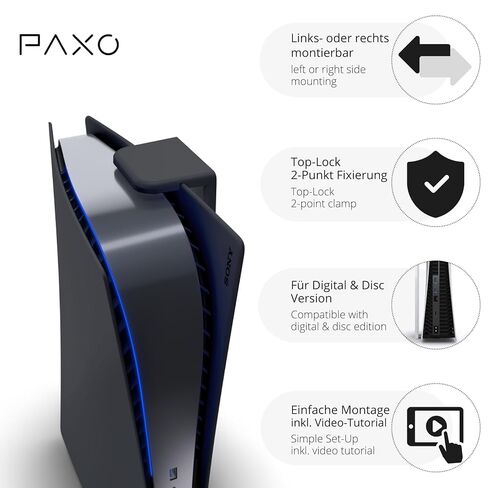 PAXO Stylish PS5 Wall Mount V2 for disc & Digital Version, Black - PlayStation 5 Wall Mount, PS5 Accessories/Wall Mount in Saudi Arabia