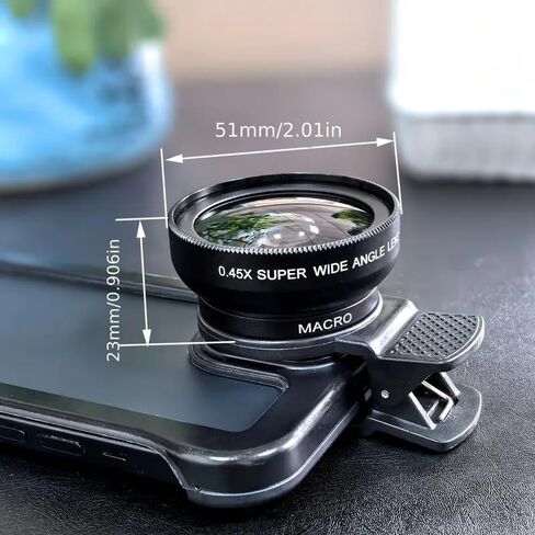 Universal 2-in-1 Smartphone Camera Lens Kit - 0.45 Wide gle & Macro Phone Lens with 37mm Universal Clip with Ultra Light Storage Bag （Red） in Saudi Arabia