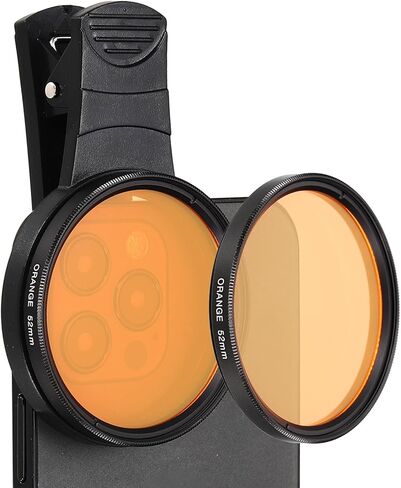 PATIKIL 52mm Phone Camera Lens, Clip-On Full Color Filter Circular Polarizing Lens for Most Smart Phones and DSLR Cameras, Orange in Saudi Arabia