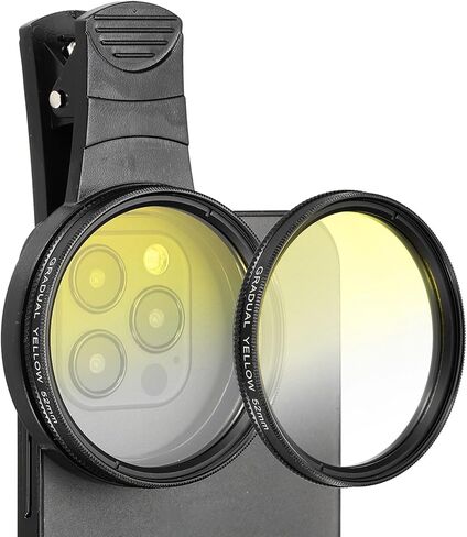 PATIKIL 52mm Phone Camera Lens, Clip-On Graduated Color Filter Circular Polarizing Lens for Most Smart Phones and DSLR Cameras, Orange in Saudi Arabia