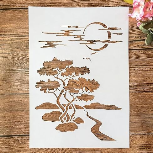 TIAMECH A4 Cloud Star Moon Stencil for Painting on Wood Reusable Layering Stencil DIY Scrapbook Coloring Decorative Size 8.3 x 11.7inch Templates in Saudi Arabia