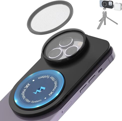 49mm Lens Filter Adapter Mount for iPhone 16/15/14/13 Pro Max 16/15/14 Plus Without case, Double-Sided Magnetic Phone Filter System with Lens Hood for ND CPL, 1/4-20" Screw & Cold Shoe Mount in Saudi Arabia