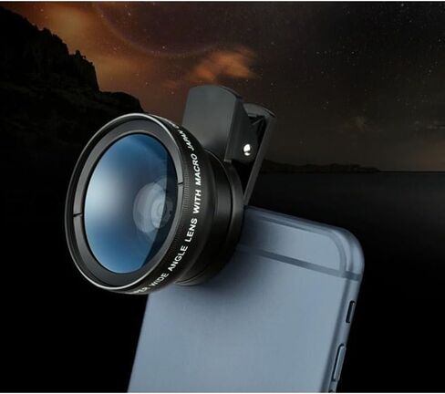 1pc 0.45X Wide Angle & 15X Macro Phone Camera Lens, 2-in-1 Universal Clip-on Lens for iPhone Samsung Android, HD Professional Pho, Black in Saudi Arabia