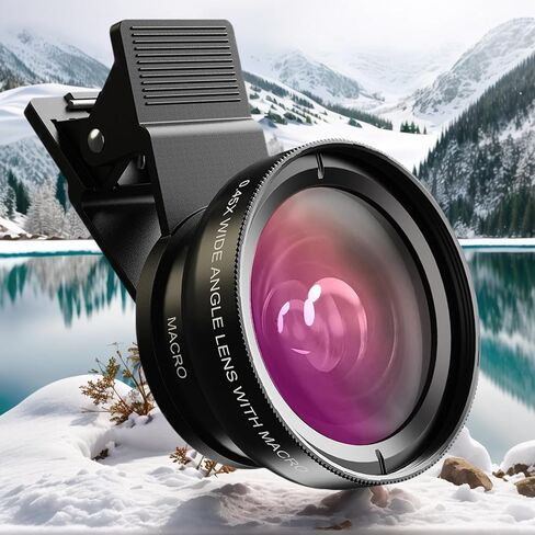 0.45X Wide Angle and Macro Lens Kit, Clip On Cell Phone Camera Lens for Smartphone Photography, Optical Zoom Function Universal Clip in Saudi Arabia