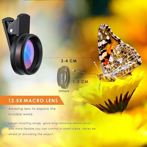 0.45X Wide Angle and Macro Lens Kit, Clip On Cell Phone Camera Lens for Smartphone Photography, Optical Zoom Function Universal Clip in Saudi Arabia