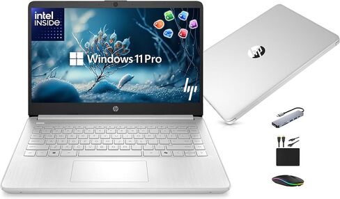HP 14" Laptop Ultra-Portable Computer 2026 Student Business, MS Office, Copilot AI, Intel 4-Core CPU, 4GB RAM, 628GB Storage (128GB UFS+500GB Ext), Long Battery, MaxsolAccessory, Win 11 Pro, Rose Gold in Saudi Arabia