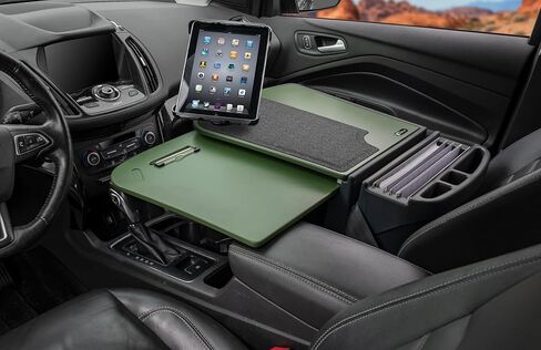 AutoExec GripMaster Car Desk for Your Vehicle Workstation and Mobile Office, Army Green, with 400 watt Power Inverter, Tablet Mount and Suction Phone Mount in Kuwait