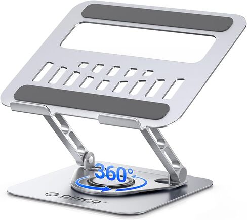ORICO Adjustable Laptop Stand for Desk, 360° Rotating Base, Foldable Aluminum Alloy Computer Stand with Ventilated Design, Compatible with MacBook Air/Pro, Dell, XPS, HP up to 17'' - ST12, Silver in Saudi Arabia