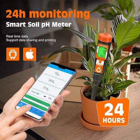 YINMIK Soil Test Kits, pH Moisture Meter for Plant, Smart Soil pH Tester, Digital Soil pH Meter, 8 in 1 Soil Meter - pH Moisture EC Fertility Salt Light Air Humidity Temp Meter for Outdoor, Garden in Saudi Arabia
