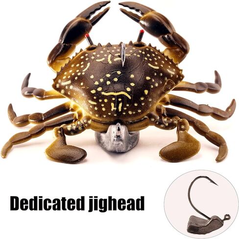 FONMANG 3pcs Saltwater Fishing Lures,3D Crab Lures,Premium TPE for Durability，Weight: Bait 15g, Jighead 18g, Total Weight 33g in Saudi Arabia