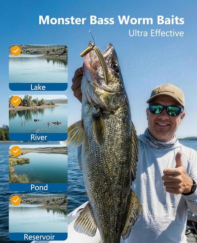 KEXMO 179 قطعة Wacky Worm Wacky Rig Kit لصيد الأسماك، 48 قطعة 5.5" ديدان من البلاستيك الناعم مع تشريب الملح، 6 ألوان مميزة، 30 خطافًا و100 حلقة دائرية مع صندوق معالجة مقاوم للماء 3700 in Kuwait
