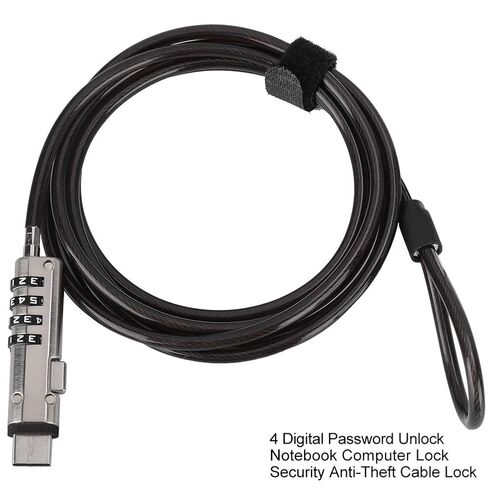 كابل قفل الكمبيوتر المحمول Dan&Dre USB Probook 445 G8 كابل قفل الكمبيوتر المحمول 4 كلمة مرور رقمية لفتح كابل الحماية ضد السرقة للكمبيوتر المحمول in Kuwait