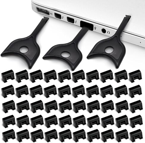 حزمة حاصرات منافذ USB-A وUSB-C من PortPlugs مع مفتاح - أقفال من النوع A ونوع C قابلة للإزالة لأجهزة الكمبيوتر والكمبيوتر المحمول وأجهزة الكمبيوتر المحمول وأجهزة الألعاب - درع مقاوم للرطوبة لحماية البيانات in Kuwait
