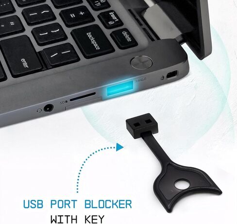 حزمة حاصرات منافذ USB-A وUSB-C من PortPlugs مع مفتاح - أقفال من النوع A ونوع C قابلة للإزالة لأجهزة الكمبيوتر والكمبيوتر المحمول وأجهزة الكمبيوتر المحمول وأجهزة الألعاب - درع مقاوم للرطوبة لحماية البيانات in Kuwait