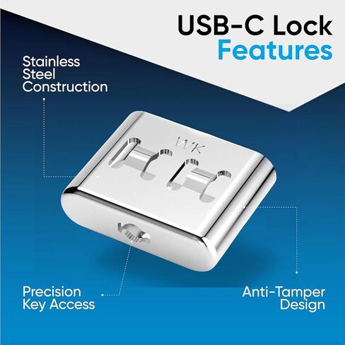 حزمة حاصرات منافذ USB-A وUSB-C من PortPlugs مع مفتاح - أقفال من النوع A ونوع C قابلة للإزالة لأجهزة الكمبيوتر والكمبيوتر المحمول وأجهزة الكمبيوتر المحمول وأجهزة الألعاب - درع مقاوم للرطوبة لحماية البيانات in Kuwait