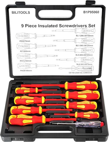 BILITOOLS 1000V Insulated Electrician Screwdriver & Pliers Set - 7pcs Electrical Tools Kit with Magnetic Phillips, Slotted Screwdrivers, VDE & GS Certified in Saudi Arabia