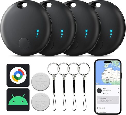 العلامات الذكية - 4 حزم Android، علامات تعقب الهواء لنظام Android، علامات Bluetooth الذكية، جهاز تعقب الأمتعة يعمل مع تطبيق Find Hub من Google، محدد موقع عناصر Key Finders للمفاتيح والمحافظ وحقائب السفر in Saudi Arabia