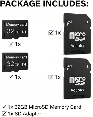 Micro SD Card 32GB SDHC C10 U1, 2 Pack Class 10 High Speed Memory Card with SD Adapter for Camera, Dash Cam, GPS, MP3 Player, Phone in Saudi Arabia