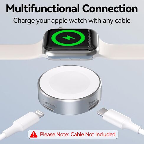 شاحن iWatch 5 واط لساعة Apple 11، شاحن لاسلكي محمول مع منفذ طاقة USB C ومنفذ طاقة iPhone، سلسلة مفاتيح للسفر لسلسلة ساعات Apple 10/9/8/UItra/7/6/5/4/3/2/SE in Saudi Arabia