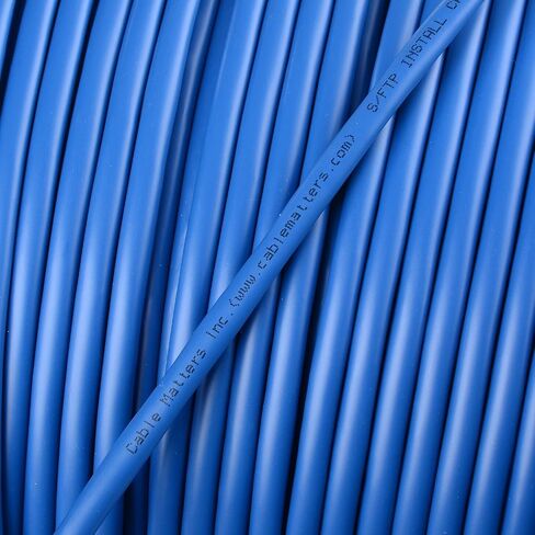 Cable Matters [UL Listed] 10Gbps in-Wall (CM) Rated 23AWG Bare Copper Shielded Cat 6A Cable - 1000ft, Solid, S/STP, S/FTP Shielded Cat6a Bulk Ethernet Cable, Cat6a Ethernet Cord, Blue in Saudi Arabia