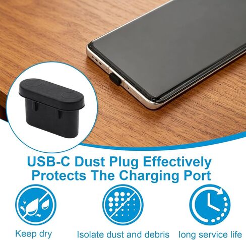 91 قطعة من قابس الغبار USB C ومكبر الصوت المقاوم للغبار، غطاء منفذ الشحن مع ملصق غبار مكبر الصوت، مجموعة تنظيف منفذ النوع C مع فرشاة ومسحات مضادة للغبار متوافقة مع 15 16 17 Pro Max Plus in Kuwait