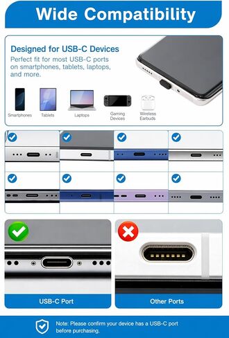 91 قطعة من قابس الغبار USB C ومكبر الصوت المقاوم للغبار، غطاء منفذ الشحن مع ملصق غبار مكبر الصوت، مجموعة تنظيف منفذ النوع C مع فرشاة ومسحات مضادة للغبار متوافقة مع 15 16 17 Pro Max Plus in Kuwait