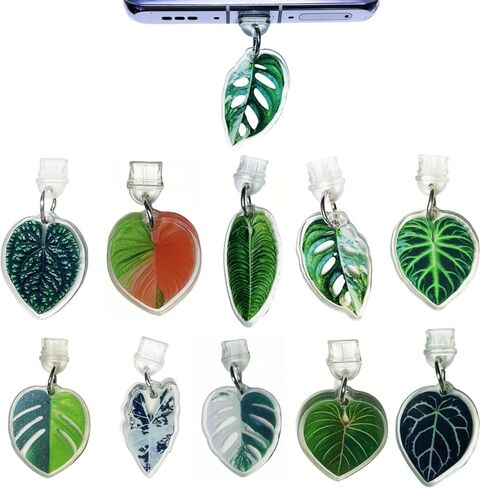 10 Pcs Dust Plug Charm Type c for Kindle, Green Leaf Dust Plug Charm Compatible with Kindle with Type C Charging Port, Accessories for Kindle in Saudi Arabia