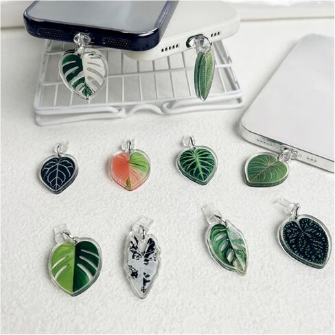 10 Pcs Dust Plug Charm Type c for Kindle, Green Leaf Dust Plug Charm Compatible with Kindle with Type C Charging Port, Accessories for Kindle in Saudi Arabia