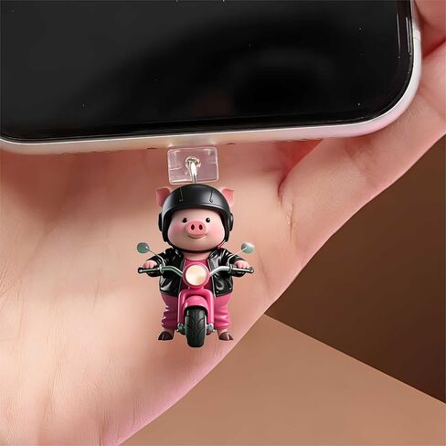Cool Pig Riding Scooter Dust Plug Acrylic Charms for electronic products,Type-C Charging Port Dust Plugs Pendant Compatible with E-Reader Phone Tablet, Gift for Christmas, Birthday, Anniversary Day in Saudi Arabia