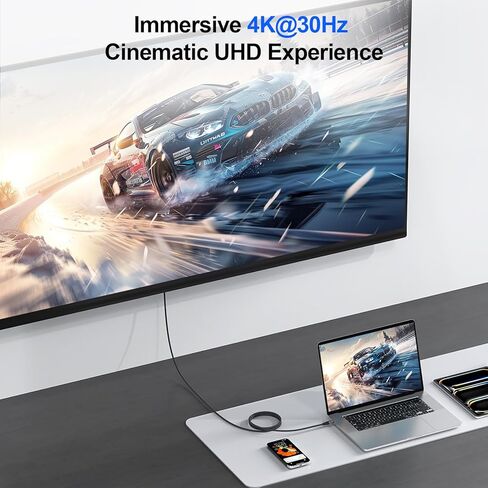 Thunderbolt to HDMI Cable 3ft, 4K@30Hz/ 1080P@120Hz Unidirectional USB C Thunderbolt 3/4/5 to HDMI Cord for iPhone 17/16/15 iPad Air/Pro Mac mini MacBook to Monitor TV Projector in Saudi Arabia