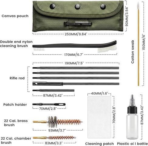 Rifle Gun Cleaning Kit，Portable Clean Supplies for .22Cal .22LR .223Cal 5.56mm，Standard Rifle/Pistols Tools in Organizer Compact Canvas Case，Include 6-inch Gun Cleaning Swabs in Saudi Arabia