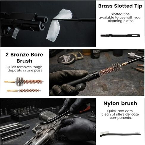 Rifle Gun Cleaning Kit，Portable Clean Supplies for .22Cal .22LR .223Cal 5.56mm，Standard Rifle/Pistols Tools in Organizer Compact Canvas Case，Include 6-inch Gun Cleaning Swabs in Saudi Arabia