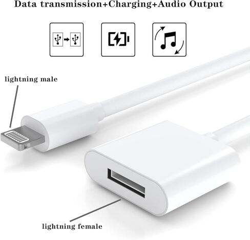 كابل تمديد Lightning لجهاز iPhone iPad، [معتمد من MFi] كابل تمديد iPhone بطول 6.6FT لمزامنة الفيديو والصوت موصل ذكر إلى أنثى، يدعم الشحن + الصوت + الفيديو + نقل البيانات in Kuwait