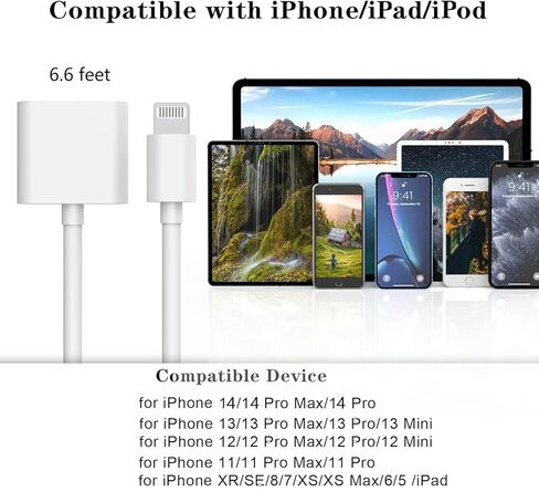كابل تمديد Lightning لجهاز iPhone iPad، [معتمد من MFi] كابل تمديد iPhone بطول 6.6FT لمزامنة الفيديو والصوت موصل ذكر إلى أنثى، يدعم الشحن + الصوت + الفيديو + نقل البيانات in Kuwait