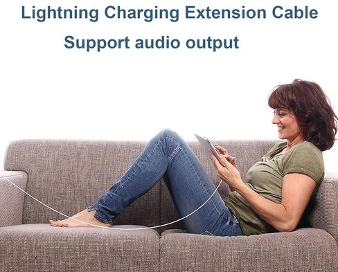 كابل تمديد Lightning لجهاز iPhone iPad، [معتمد من MFi] كابل تمديد iPhone بطول 6.6FT لمزامنة الفيديو والصوت موصل ذكر إلى أنثى، يدعم الشحن + الصوت + الفيديو + نقل البيانات in Kuwait