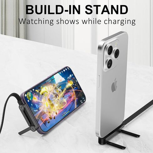 2 Pack USB C to Lightning Cable Built-in Phone Stand, MFi Certified 30W PD Fast Sideways iPhone Charger Cable with Stand, 90 Degree T-Shaped 2 in 1 Invisible Holder Charger Cable for iPhone 14-5, ipad in Saudi Arabia